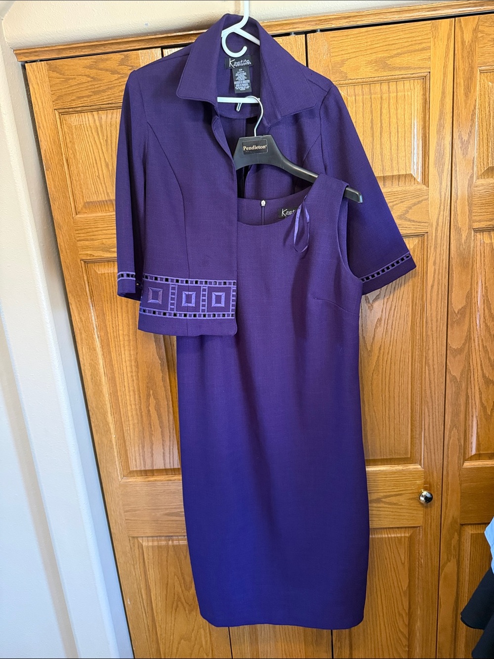 Kasper Purple Sleeveless Midi Sheath Dress with Coordinating Jacket- Size 12P